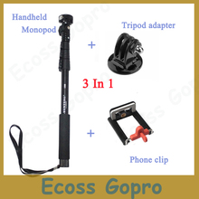 Top Quality Portable Handheld Telescopic Monopod Tripod For Go pro/SJ4000/SJ5000,Cell Phone With Holder and gopro tripod adapter 2024 - buy cheap