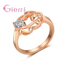 Fast Shipping Retail Newest Style Super Shining Cubic Zirconia Crystal Finger Rings For Women Rose Gold Color Jewelry 2024 - buy cheap