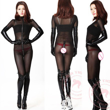 Plus Size Transparent Long Sleeve Bodysuit Rompers Womens Jumpsuit Zipper Open Crotch Bodystocking Sexy Hot Erotic Lingerie Body 2024 - buy cheap