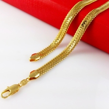 Cadena plana de hueso de serpiente para hombre, collar lleno de oro amarillo, 46cm de largo 2024 - compra barato
