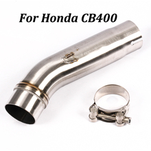 2 cor availble silenciador do escape da motocicleta modificado conexão meio tubo de ligação aço inoxidável para honda cb400 2024 - compre barato