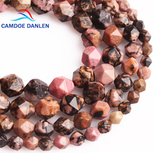 CAMDOE DANLEN Natural Stone Faceted Black Lace Rhodonite Round Loose Beads 6 8 10 12 MM Fit Diy Beads Handmade Jewelry Making 2024 - buy cheap