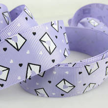 10yards 1" Printed Heart Envelop Grosgrain Ribbon For Craft Hair Accessories Ribbon Wedding Packaging 25mm ribbon bow 2024 - buy cheap