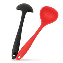 Non-stick Silicone Ladle Soup Spoon Curved Handle Unbreakable Big Round Scoop for Dinner Creative Kitchen Dining Tool Tableware 2024 - buy cheap