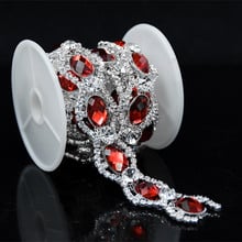 10Yards Golden Silver Rose Golden Sparkling Clear Rhinestone Trim Red Crystal Trims Costume Trimming 2024 - buy cheap