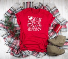 Christmas Drinking Holiday Spirits Shirt wine lover women fashion grunge cotton aesthetic red t-shirt party gift holiday tee top 2024 - buy cheap