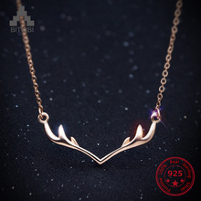925 Sterling Silver Deer Antlers Necklaces & Pendants For Women Christmas Vintage Necklace Sterling Silver Jewelry Collier 2024 - buy cheap