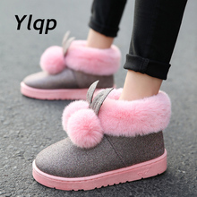 2019 Winter New Women Ankle Boots Rabbit Ears Cute Boots Waterproof and Velvet Thick Warm Cotton Shoes Booties Flat Shoes 2024 - buy cheap