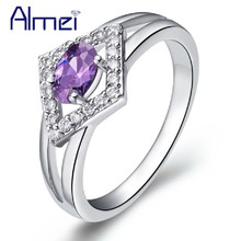 Almei Sale Purple Rings for Women Girls Kids Best Friends Gift Silver Color Cheap Crystal Cocktail Ring Ladies Jewelery J361 2024 - buy cheap