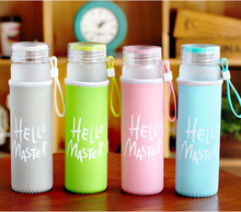 480ML Colorful Letter Glass Water Bottle with Cover Portable Borosilicate Glass Bottle for Water Drink Juice Travel Bottle 2024 - купить недорого