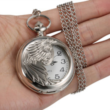 1 pçs masculino feminino relógio de bolso de quartzo oco phoenix esculpida caso com corrente ll @ 17 2024 - compre barato