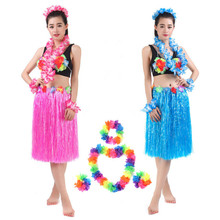 Diadema con guirnaldas hawaianas de 80cm para niños y adultos, falda Hula, vestido de hierba 2024 - compra barato