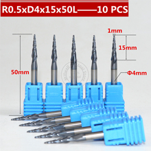 Free shipping-10PCS R0.5*D4*15*50L*2F HRC55 Tungsten solid carbide Coated Tapered Ball Nose End Mill taper and cone end mills 2024 - buy cheap