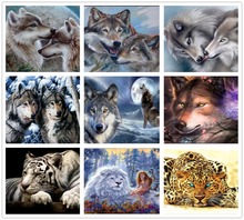 2018Top Popular Full Round 5D DIY Diamond Painting Lion Tiger Wolf Diamond Embroidery Cross Stitch Mosaic Wall Sticker Best Gift 2024 - buy cheap