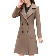 FREE OSTRICH New Thin Wool Blend Coat Women Long Sleeve Turn-down Collar Outwear Jacket Casual Autumn Winter Elegant Overcoat 2024 - buy cheap