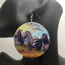 Free Shipping!Lovely Zebra Round Wooden earrings 2024 - купить недорого