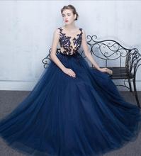 Nude tulle evening dress beading flowers prom dress for 2019 graduation party gowns long new year formal gown Vestido de festa 2024 - buy cheap