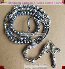 religious crystal bead rosary with alloy silver coating ball bead and rhinestone ball 2024 - buy cheap