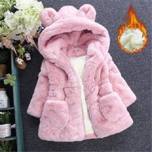 2019 Baby Girls Faux Fur Fabric Clothes Children Rabbit Ears Hooded Outerwear Kids Girls Plus Velvet Thick Coat Warm Jacket Q391 2024 - buy cheap