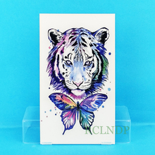 Waterproof Temporary Tattoo Sticker watercolor blue tiger butterfly tatto stickers flash tatoo fake tattoos for girl women 2024 - buy cheap