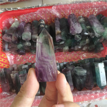 natural rock green and purple fluorite crystal points 2024 - buy cheap