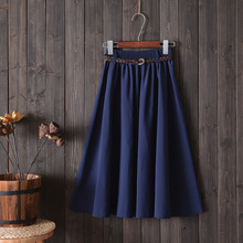 Midi Knee Length Summer Skirt Women With Belt 2019 Fashion Korean Ladies High Waist Pleated A-line School Skirt Female 2024 - buy cheap