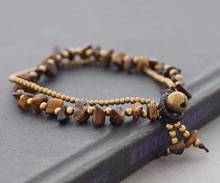 2018 new modern handmade gold chain bracelets original jewelry tiger eye howlite natural stone thai brass bracelet party gift 2024 - buy cheap