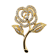 New Arrival Crystal Rose Brooch kc Gold  Elegant Pins Cute Fashion Rhinestone Jewelry 2024 - buy cheap