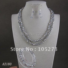 Wholesale Elegant jewelry AA Gray color 6x8mm crystal necklace bracelet earring jewelry 3set/lot Rhinstone magnet clasp A2180 2024 - купить недорого