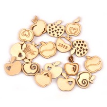 2019 New Heart Apple Pattern Wood DIY Craft For Home Decor Scrapbooking Wooden Ornament Handmade Accessories 50pcs 22x26mm M1990 2024 - buy cheap