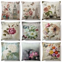 Retro Flower Pattern Pillow Cushion Cover Plant Home Decor cojines decorativos para sofa Vintage Modern Cusion Cover 2024 - buy cheap