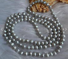Collar de perlas de agua dulce para dama de honor, joyería de boda, Color gris, largo de 34 pulgadas, 6-7mm, venta al por mayor 2024 - compra barato