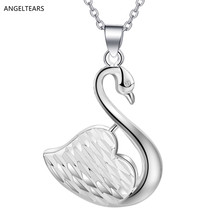 Wholesale cheap silver color swan pendant necklace fashion cute party gift jewelry birthday gift for woman colar drop shipping 2024 - buy cheap