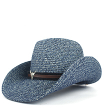 Женская и мужская летняя соломенная шляпа Sombrero Hombre, Пляжная ковбойская шляпа в стиле джаз, размер 57-59 см 2024 - купить недорого