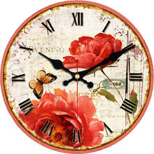 Shabby Chic,Flower Wall Clock,Large Wall Clock Modern Design Silent Living Room 2024 - buy cheap