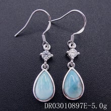 Pendiente Larimar Natural para mujer, pendientes de joyería colgantes finos de CZ, joyería de plata de ley 100% 925, joyería de gota de agua 2024 - compra barato