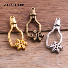 3pcs 28*42mm Three Color Alloy Jewelry Accessories Snowflake Bottle Charm Hollow Glue Blank Pendant Tray Bezel 2024 - buy cheap