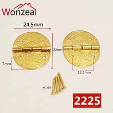 8pcs/Lot 22x25mm Pure Brass Material Furniture Hinges Cabinet Drawer Door Hinge Gold Decorative Hinges For Jewelry Box#2225 2024 - buy cheap