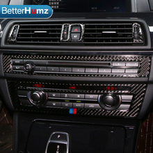 Для BMW F10 5 серии внутренняя отделка из углеродного волокна кондиционер CD панель управления Крышка отделка автомобильный Стайлинг 520i аксессуары 2024 - купить недорого