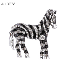 ALLYES Black Zebra Brooches For Women Girls Hat Pins Vintage Elegant Large Crystal Enamel Animal Brooch Female Jewelry Gift 2024 - buy cheap