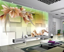 3d wallpaper TV background wallpaper the living room sofa backdrop mural Fashion flower lily 3d mural designs 2024 - buy cheap