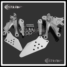 Alloy Silver Front Rider Footrests Foot Pegs Rests Pedals & Tripod Brackets Mount For Kawasaki ZX 10 R 2006 2007 2008 2009 2010 2024 - buy cheap