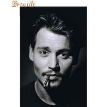 Póster personalizado de Johnny Depp, lienzo de seda para decoración del hogar, póster de pared de tela con impresión personalizada, novedad 2024 - compra barato