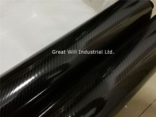 6D Gloss Carbon Fibre Vinyl Film For Car Wrap Shiny Finish with Air Free Bubble Like Real Carbon 1.52x20m/Roll/5x67ft 2024 - buy cheap