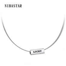 Collar de cadena de acero inoxidable para mujer, gargantilla de cristal, 316L 2024 - compra barato