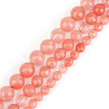 Cuentas redondas de piedra roja de sandía para fabricación de joyas, abalorios de bolas de 4, 6, 8 y 10mm de diámetro, para collar, pulsera, DIY 2024 - compra barato
