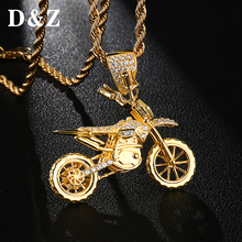 D & Z-collares con forma de bicicleta de circón brillante estilo Hip Hop para hombre, colgantes con cadena de cuerda de 24 ", collar dorado 2024 - compra barato