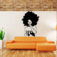 Afro Girl Ebony Lady Hair Fashion Pattern Removable Wall Stickers for Living Room Art Decor Vinyl Wallpaper Decals Bedroom L130 2024 - buy cheap