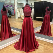 Red Long Evening Dresses Party Plus Size Women Two 2 Piece Ladies Sexy Prom Formal Evening Gowns Dresses 2019 2024 - buy cheap