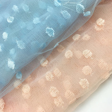 5Yards Pink Blue Dot Polka Embroidered Gauze Lace Fabric DIY Mesh Tulle Lace Material Cloth for Sewing Dress 145cm wide 2024 - buy cheap